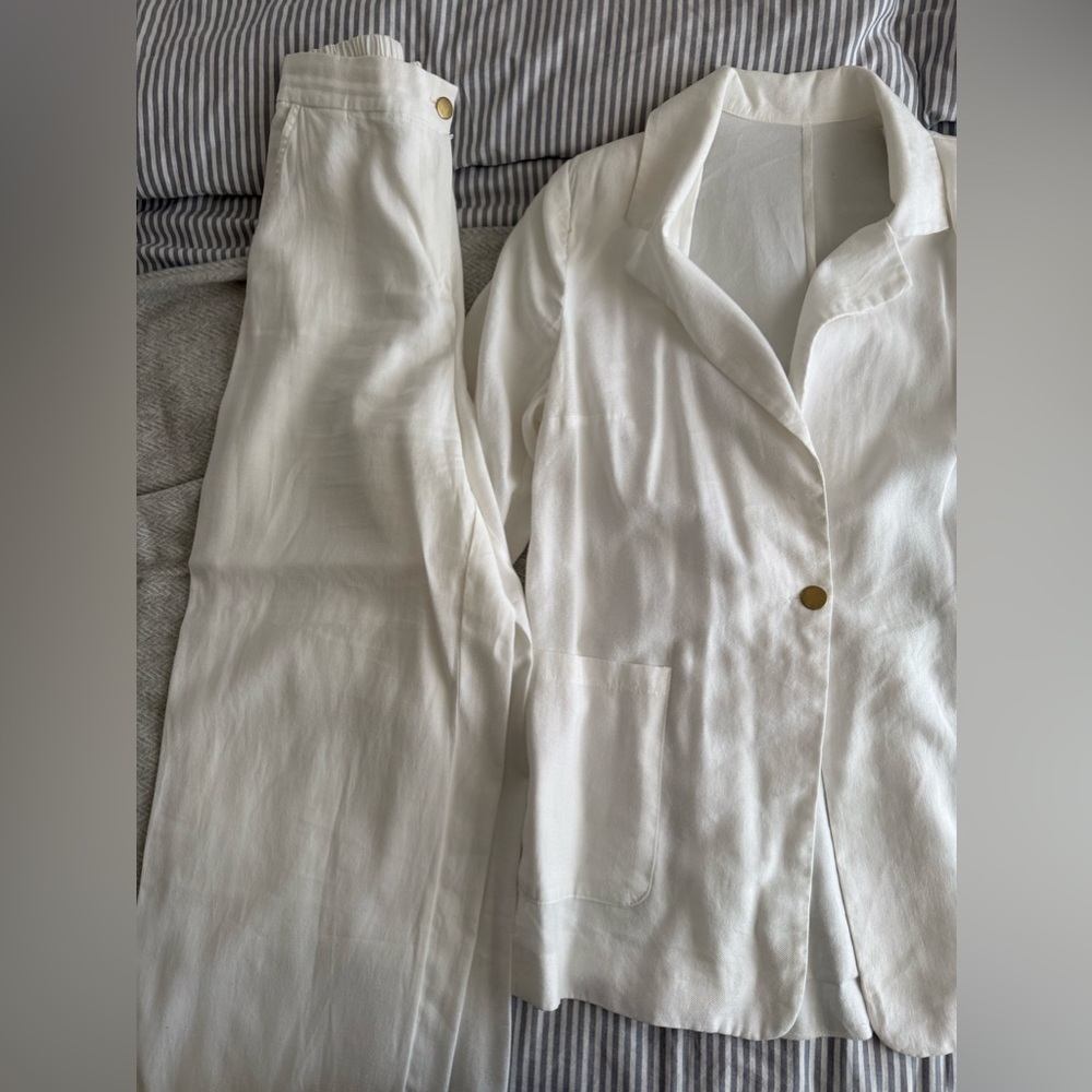 White Linen Blazer and Trousers